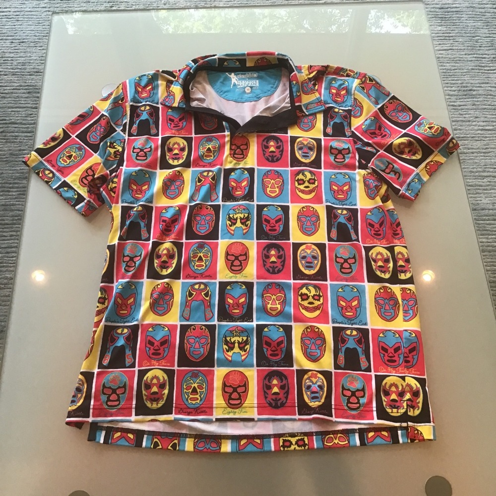 Chubbies x George Kittle Lucha Libre Luchador Mask Performance Polo Shirt Golf M